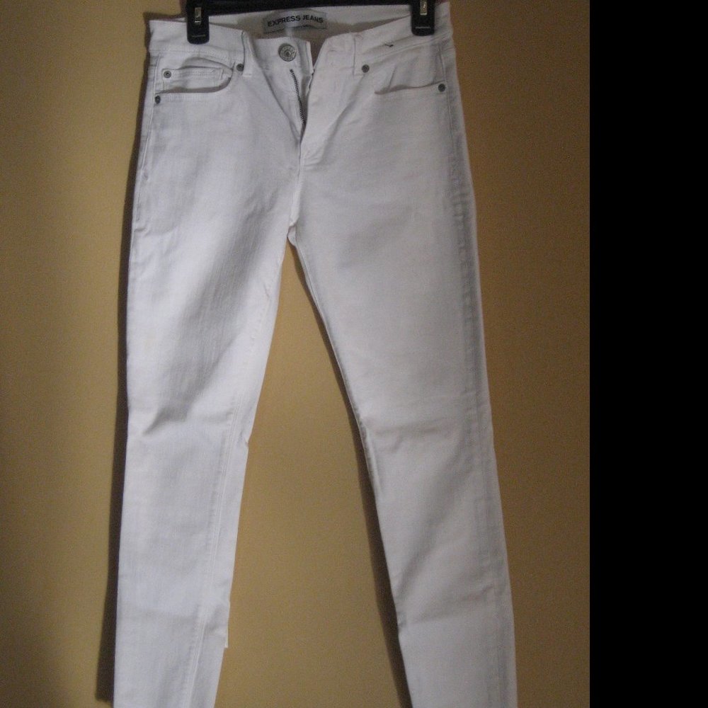 Express Mid rise Skinny White Jeans Sz 4
